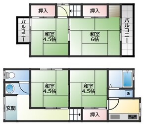 羽曳野市野一戸建て貸家の物件間取画像